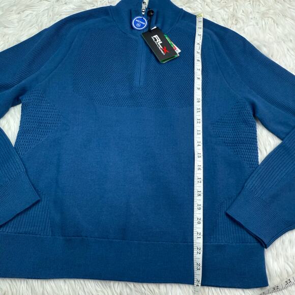 RLX Ralph Lauren Wool-Blended 1/2 Zip Mock Indigo Blue Womens M Golf Sweater NWT - Picture 4 of 15